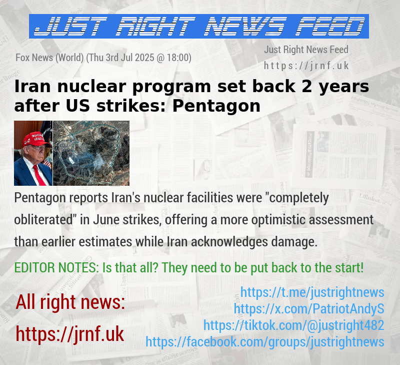 Iran nuclear program set back 2 years after US strikes: Pentagon