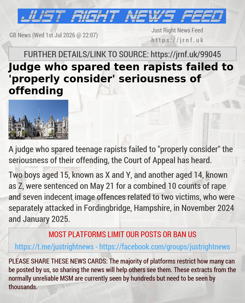 Judge who spared teen rapists failed to ’properly consider’ seriousness of offending