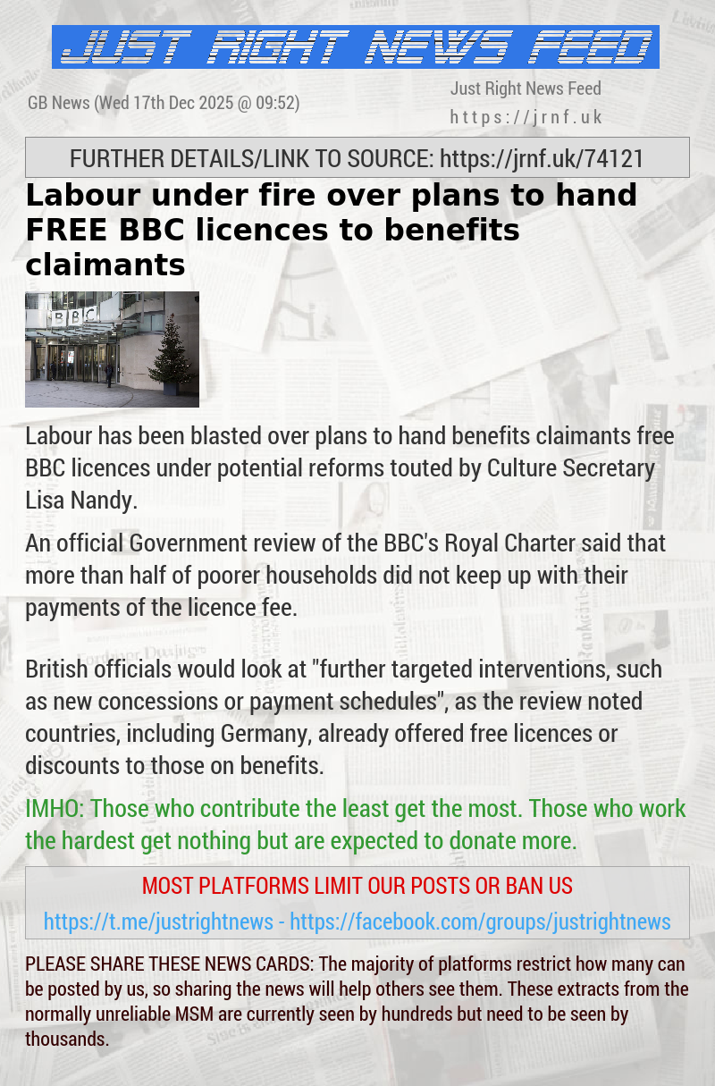 Labour under fire over plans to hand FREE BBC licences to benefits claimants