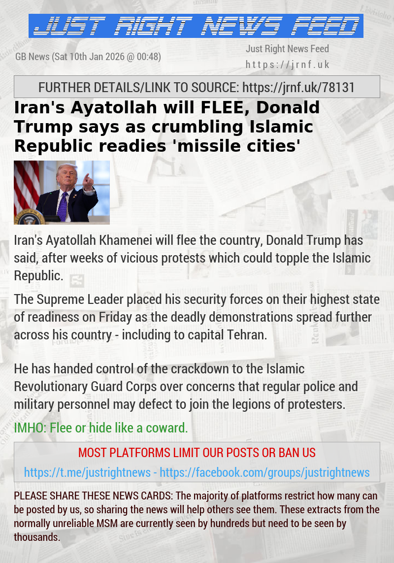 Iran’s Ayatollah will FLEE, Donald Trump says as crumbling Islamic Republic readies ’missile cities’