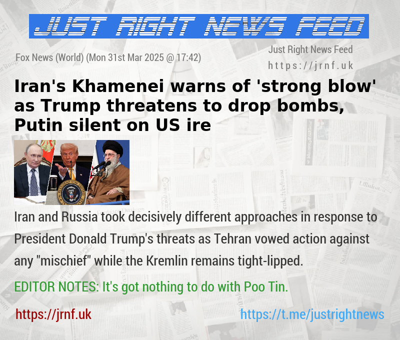 Iran’s Khamenei warns of ’strong blow’ as Trump threatens to drop bombs, Putin silent on US ire