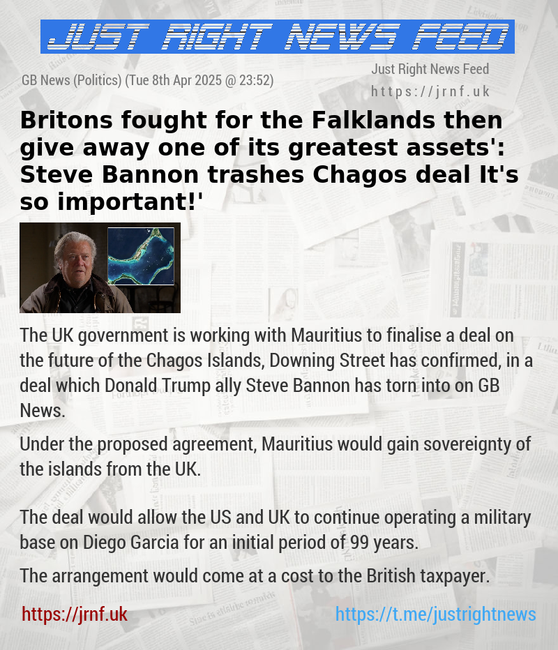 ‘Britons fought for the Falklands — then give away one of its greatest assets’: Steve Bannon trashes Chagos deal — ‘It’s so important!’