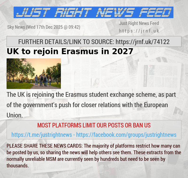 UK to rejoin Erasmus in 2027