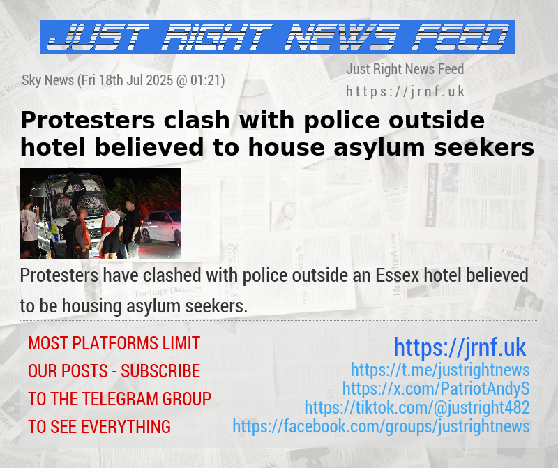 Protesters clash with police outside hotel believed to house asylum seekers
