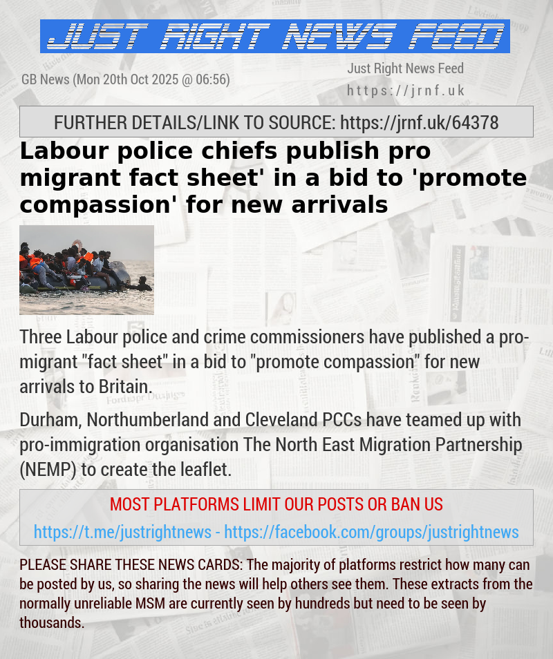 Labour police chiefs publish pro—migrant ‘fact sheet’ in a bid to ’promote compassion’ for new arrivals
