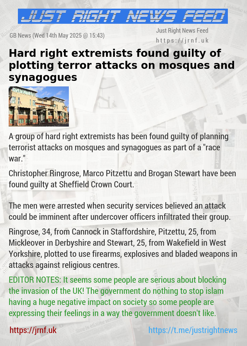 Hard right extremists found guilty of plotting terror attacks on mosques and synagogues