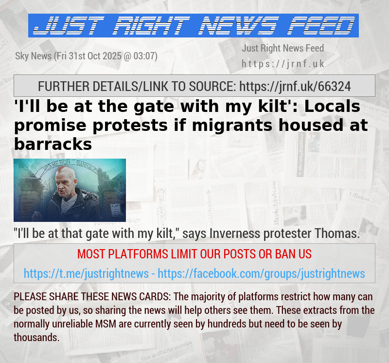 ’I’ll be at the gate with my kilt’: Locals promise protests if migrants housed at barracks