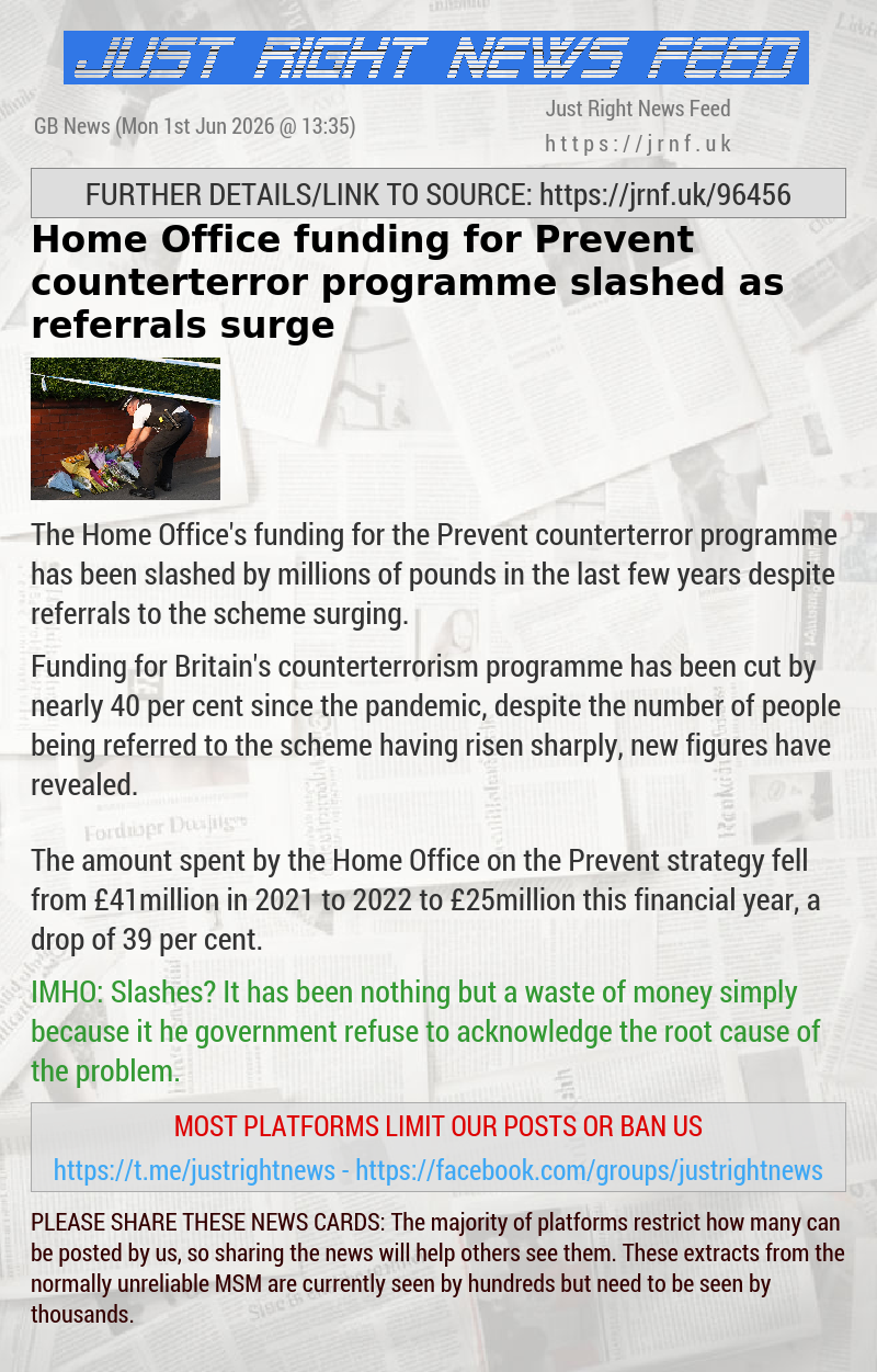 Home Office funding for Prevent counterterror programme slashed as referrals surge