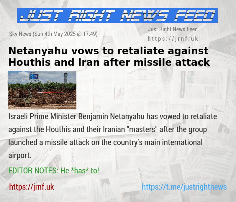 Netanyahu vows to retaliate against Houthis and Iran after missile attack