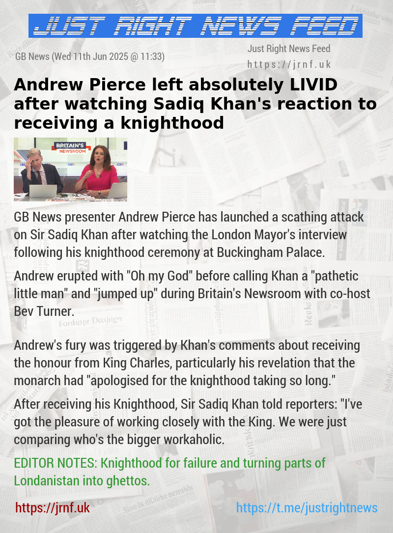 Andrew Pierce left absolutely LIVID after watching Sadiq Khan’s reaction to receiving a knighthood