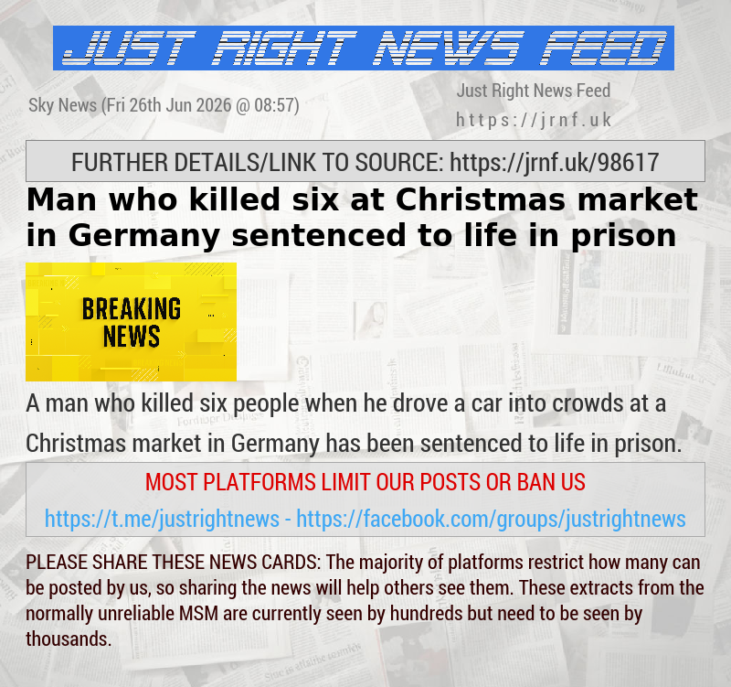 Man who killed six at Christmas market in Germany sentenced to life in prison