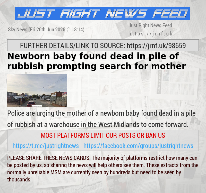 Newborn baby found dead in pile of rubbish — prompting search for mother