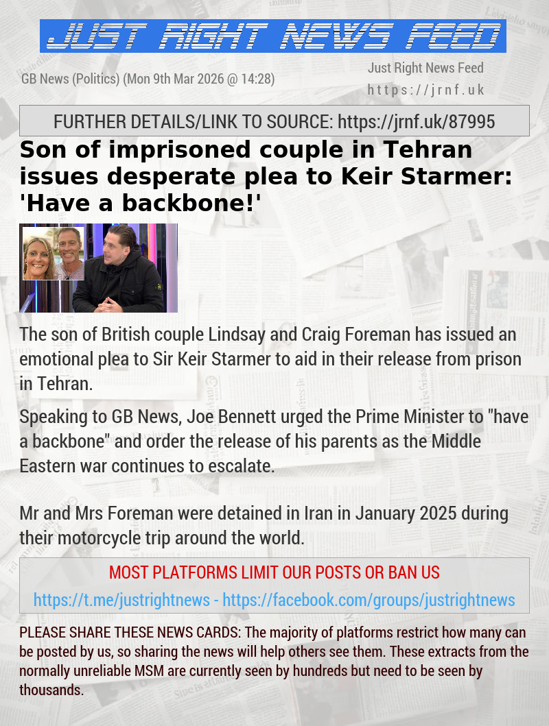 Son of imprisoned couple in Tehran issues desperate plea to Keir Starmer: ’Have a backbone!’