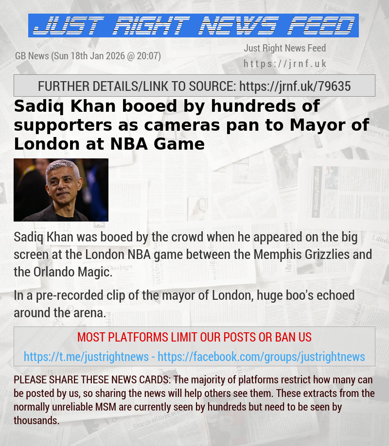 Sadiq Khan booed by hundreds of supporters as cameras pan to Mayor of London at NBA Game