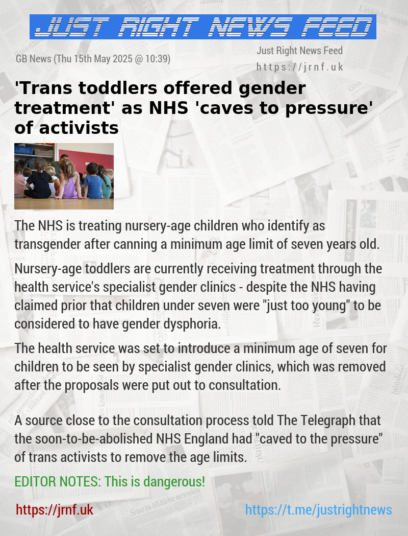 ’Trans toddlers offered gender treatment’ as NHS ’caves to pressure’ of activists