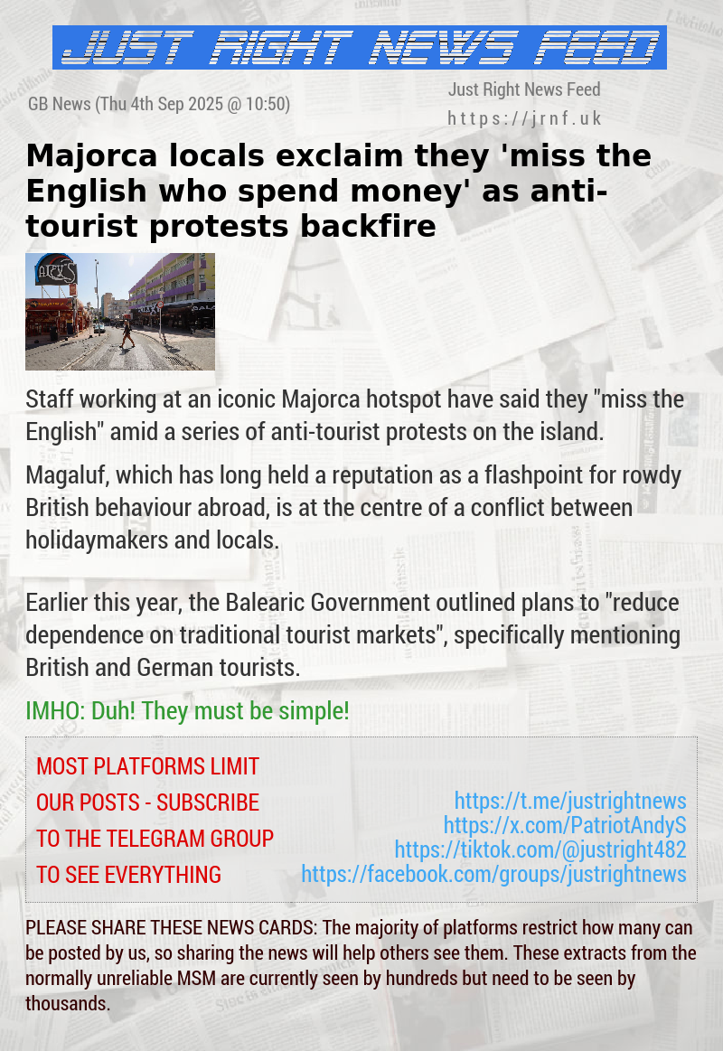 Majorca locals exclaim they ’miss the English who spend money’ as anti—tourist protests backfire