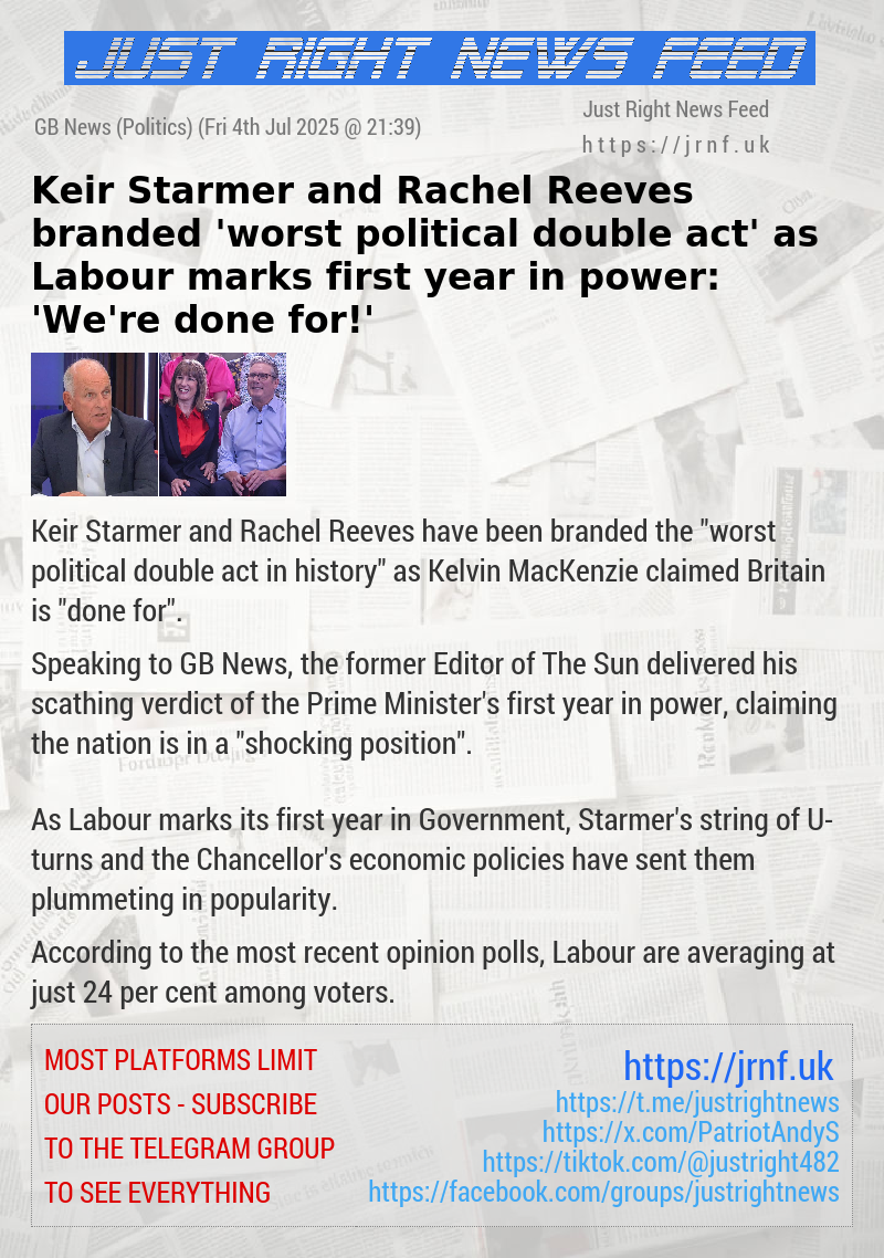 Keir Starmer and Rachel Reeves branded ’worst political double act’ as Labour marks first year in power: ’We’re done for!’