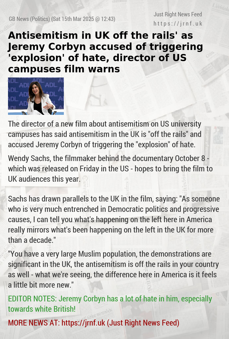 Antisemitism in UK ‘off the rails’ as Jeremy Corbyn accused of triggering ’explosion’ of hate, director of US campuses film warns
