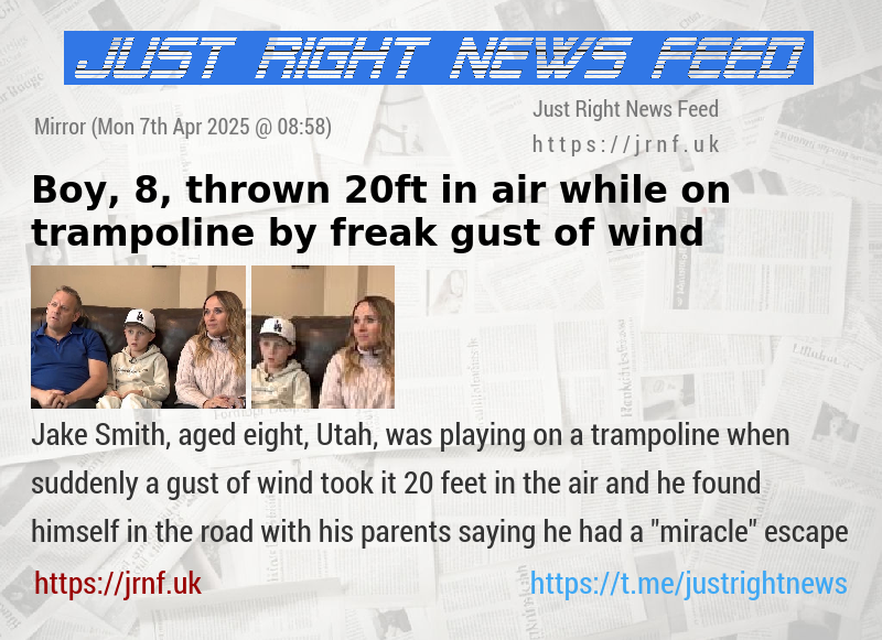Boy, 8, thrown 20ft in air while on trampoline by freak gust of wind 