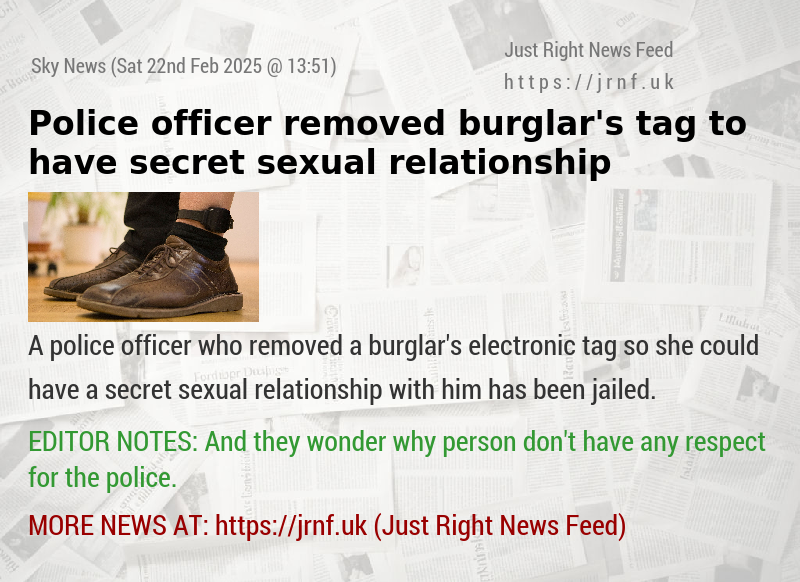 Police officer removed burglar’s tag to have secret sexual relationship  