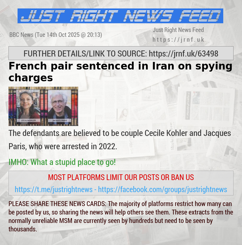French pair sentenced in Iran on spying charges
