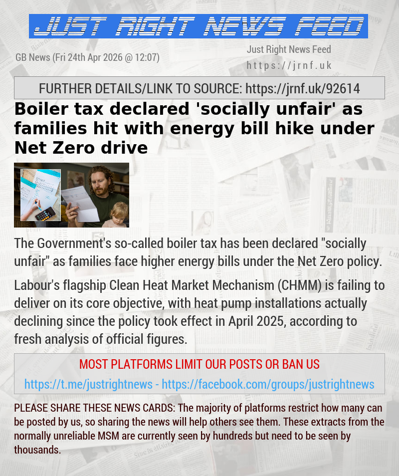 Boiler tax declared ’socially unfair’ as families hit with energy bill hike under Net Zero drive