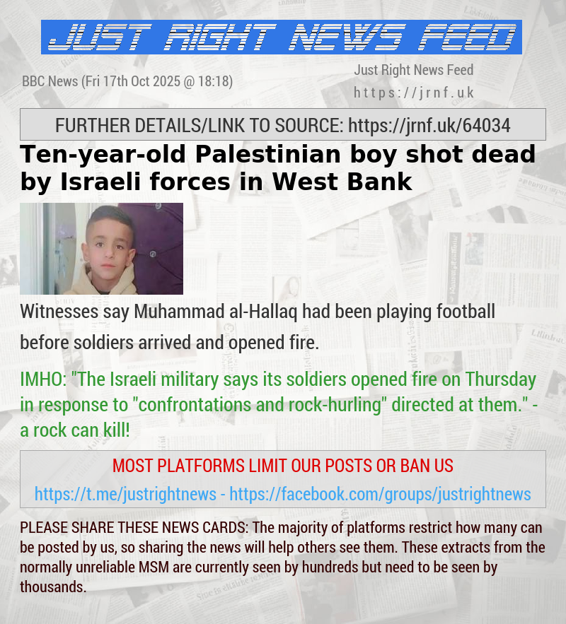 Ten—year—old Palestinian boy shot dead by Israeli forces in West Bank