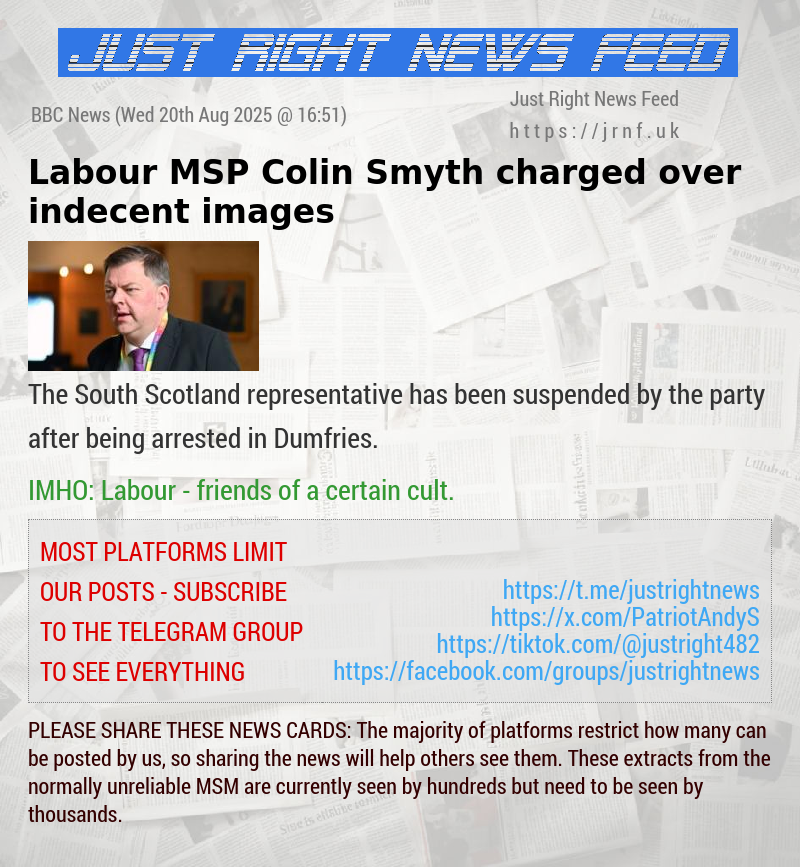 Labour MSP Colin Smyth charged over indecent images