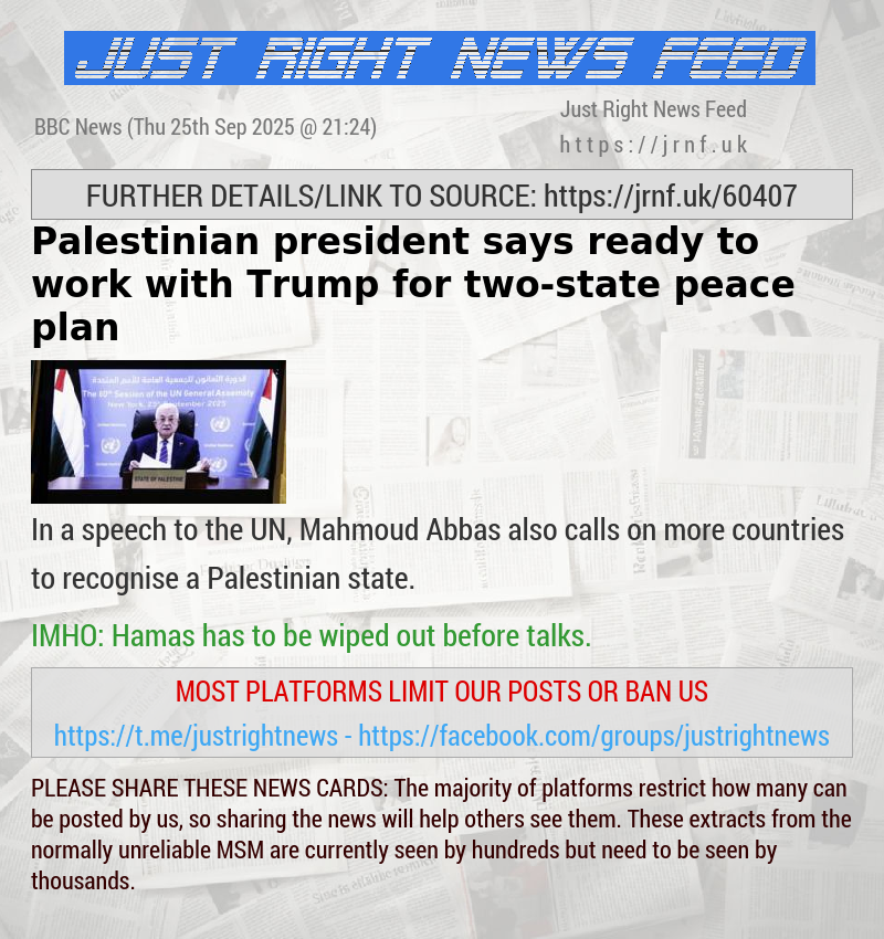 Palestinian president says ready to work with Trump for two—state peace plan