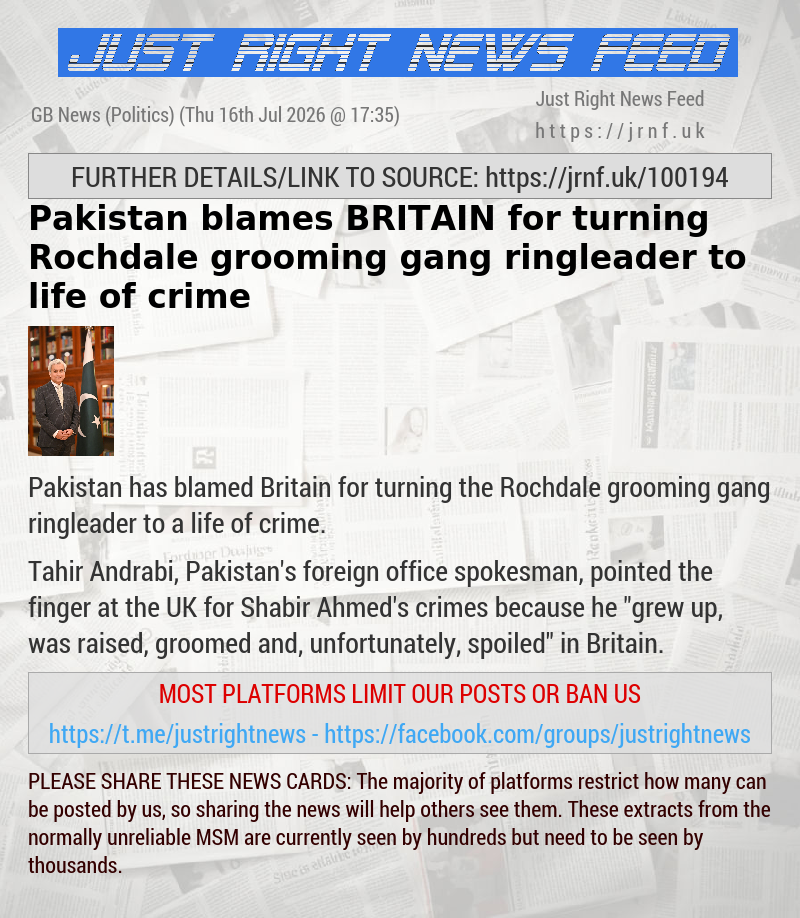 Pakistan blames BRITAIN for turning Rochdale grooming gang ringleader to life of crime