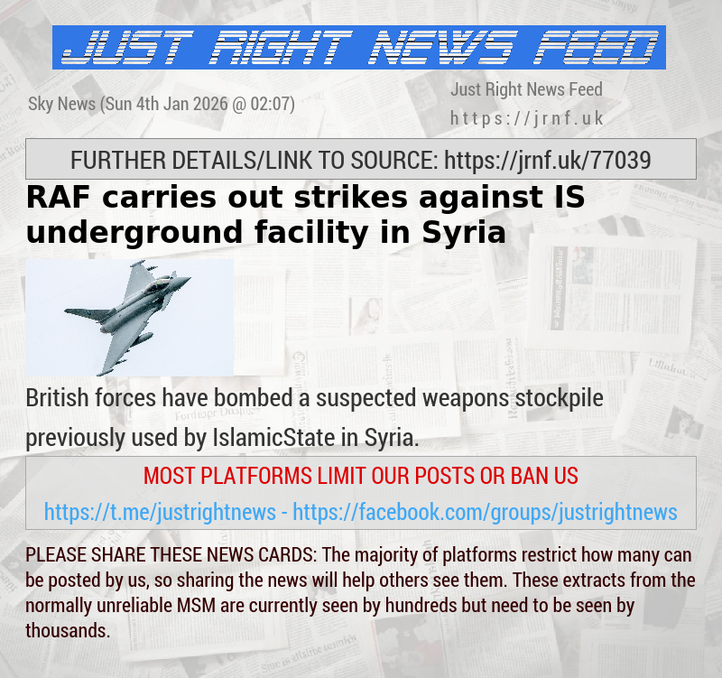 RAF carries out strikes against IS underground facility in Syria
