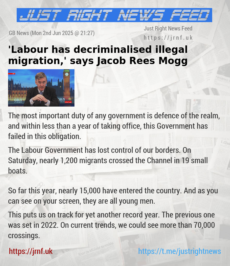 ’Labour has decriminalised illegal migration,’ says Jacob Rees—Mogg