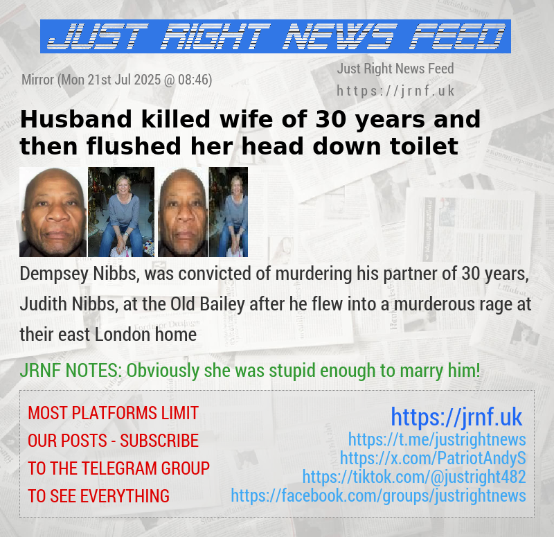 Husband killed wife of 30 years and then flushed her head down toilet