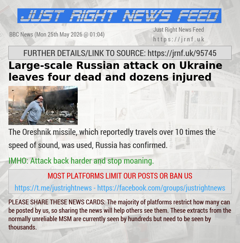 Large—scale Russian attack on Ukraine leaves four dead and dozens injured