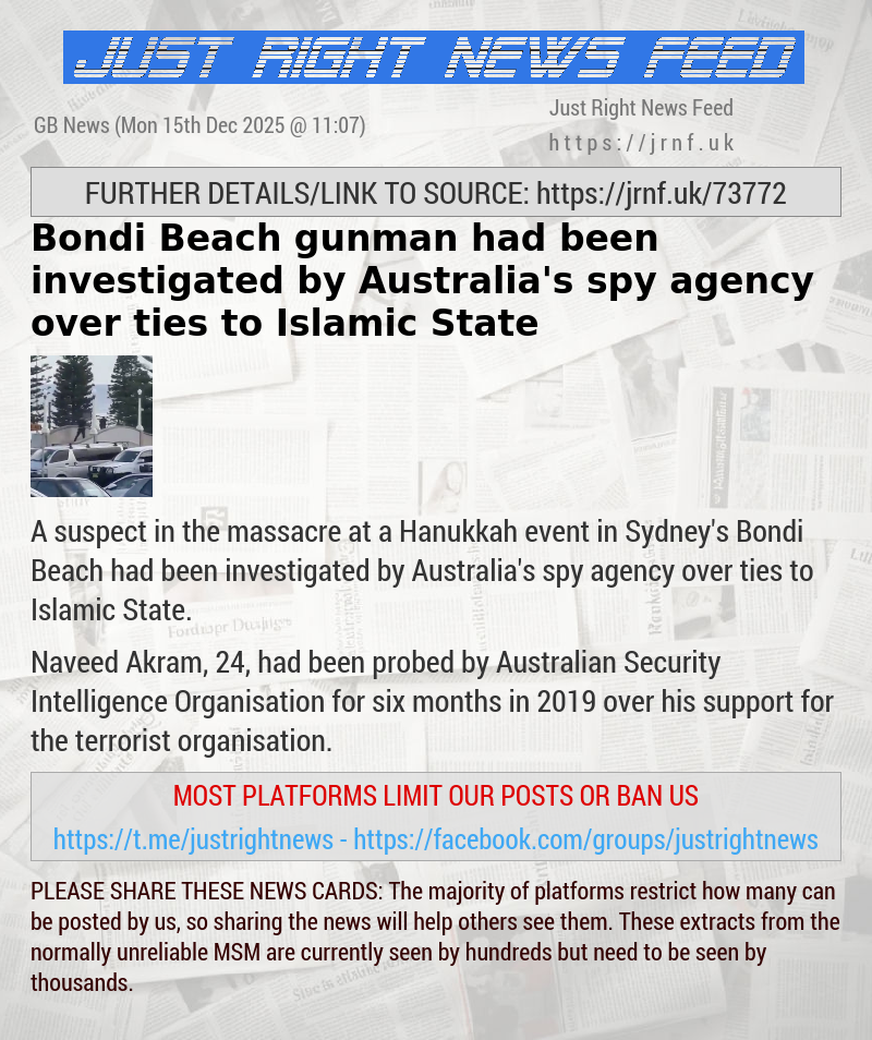Bondi Beach gunman had been investigated by Australia’s spy agency over ties to Islamic State