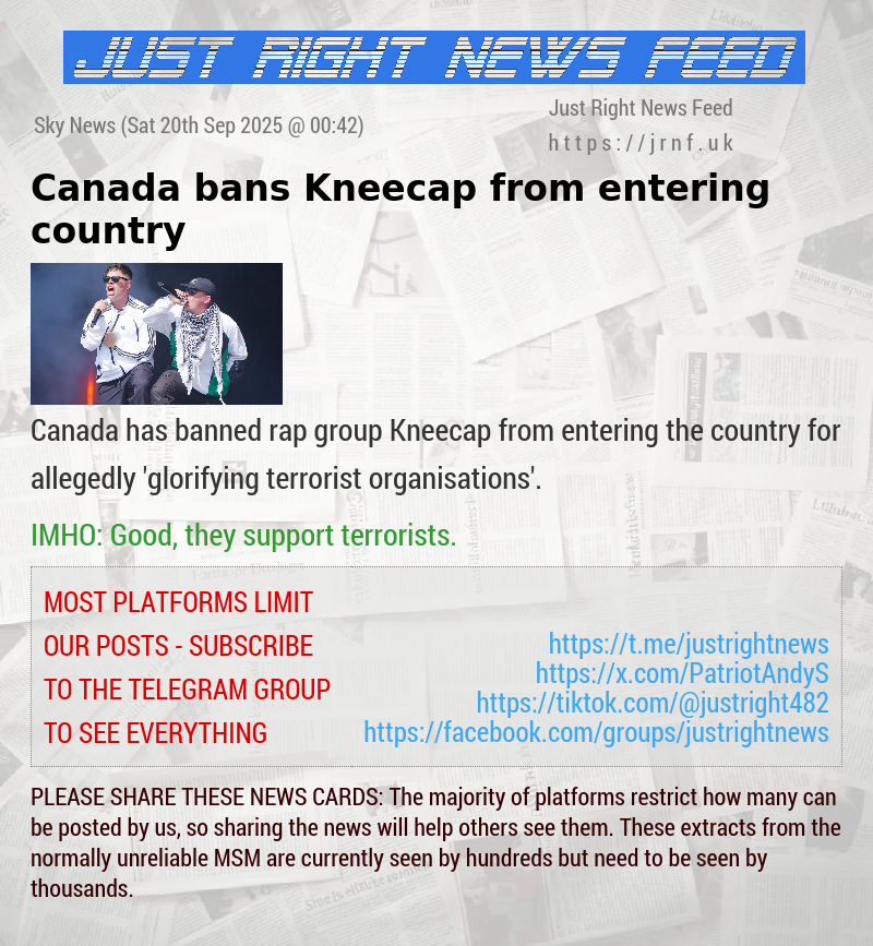 Canada bans Kneecap from entering country