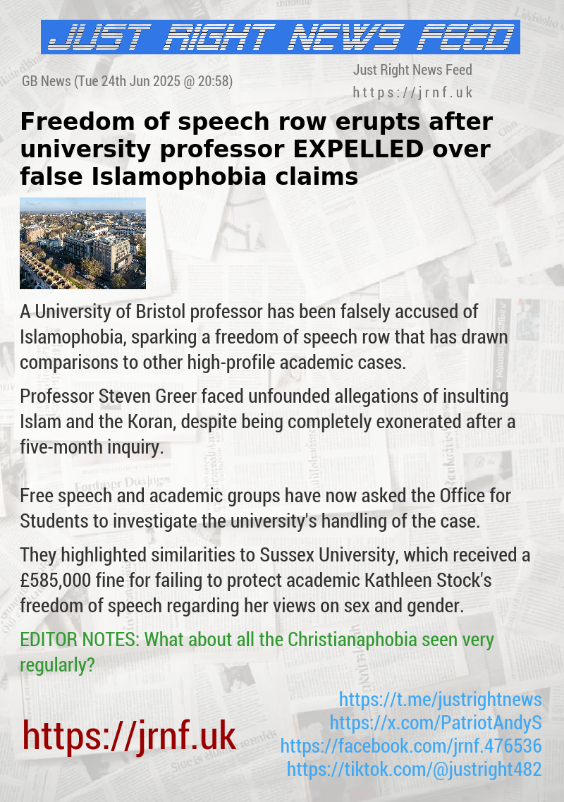 Freedom of speech row erupts after university professor EXPELLED  over false Islamophobia claims