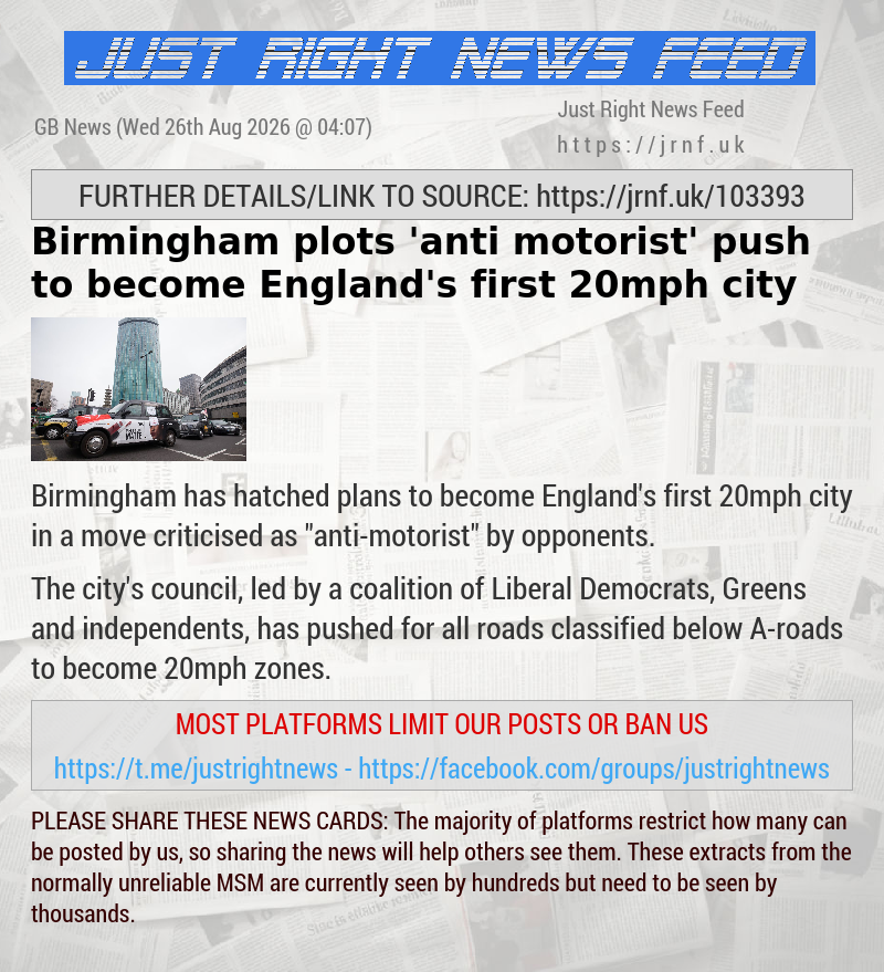 Birmingham plots ’anti—motorist’ push to become England’s first 20mph city