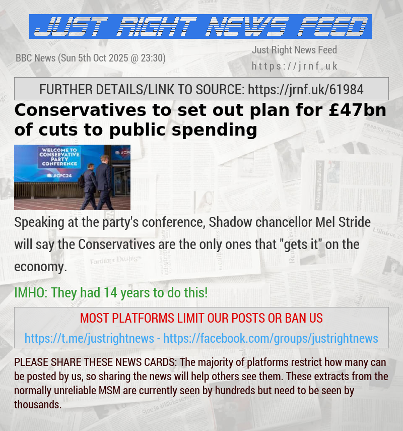 Conservatives to set out plan for £47bn of cuts to public spending