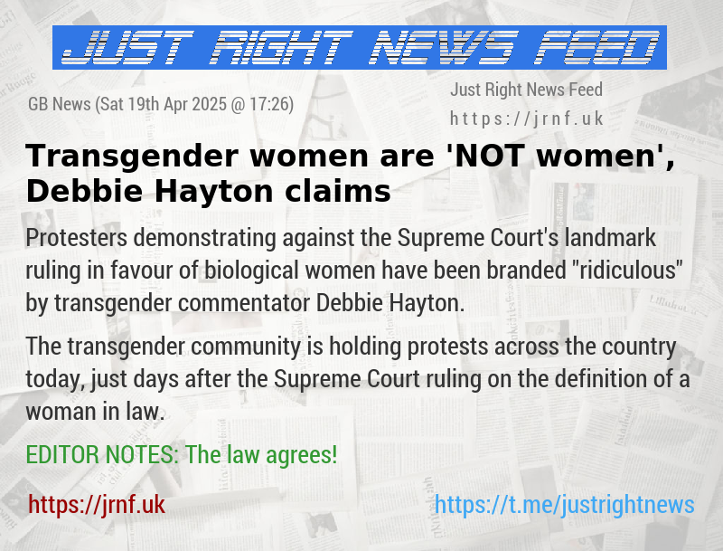 Transgender women are ’NOT women’, Debbie Hayton claims