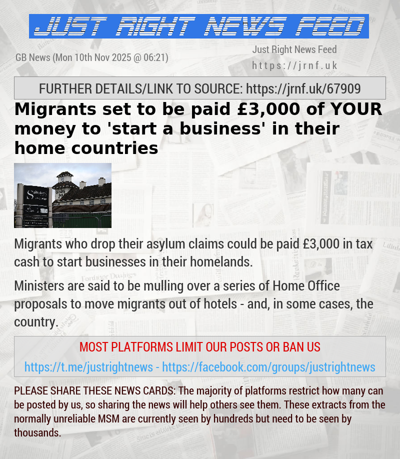 Migrants set to be paid £3,000 of YOUR money to ’start a business’ in their home countries