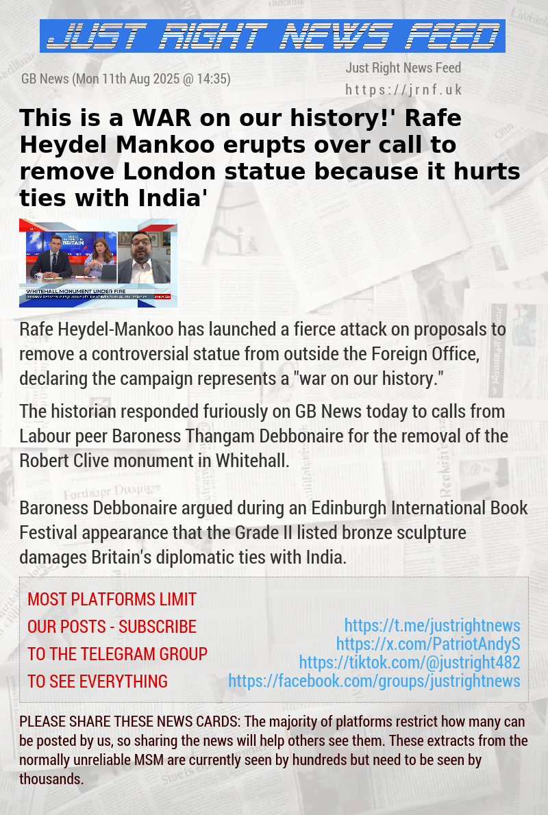 ‘This is a WAR on our history!’ Rafe Heydel—Mankoo erupts over call to remove London statue because it ‘hurts ties with India’