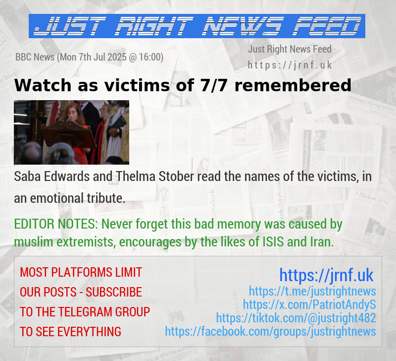 Watch as victims of 7/7 remembered
