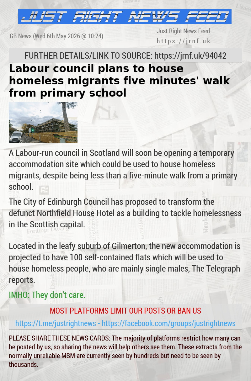 Labour council plans to house homeless migrants five minutes’ walk from primary school