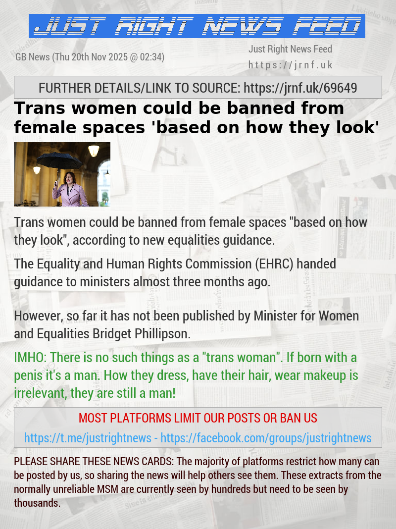 Trans women could be banned from female spaces ’based on how they look’