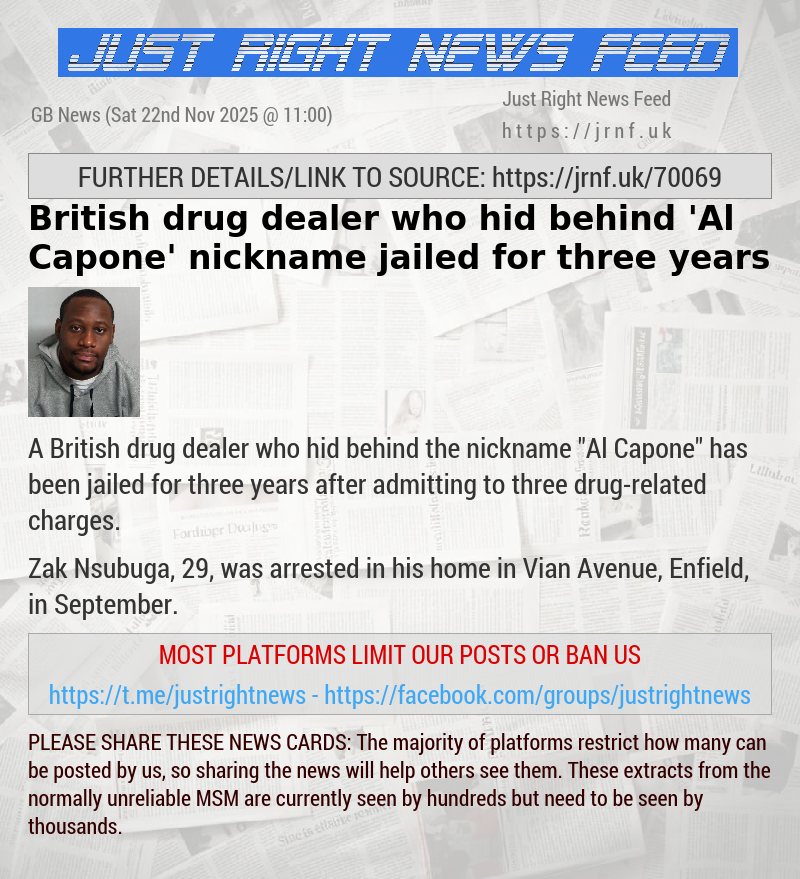 British drug dealer who hid behind ’Al Capone’ nickname jailed for three years