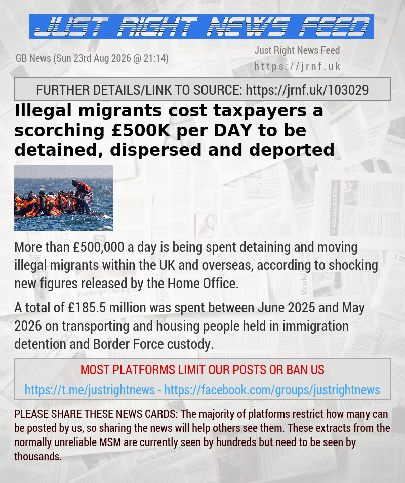 Illegal migrants cost taxpayers a scorching &pound;500K per DAY to be detained, dispersed and deported