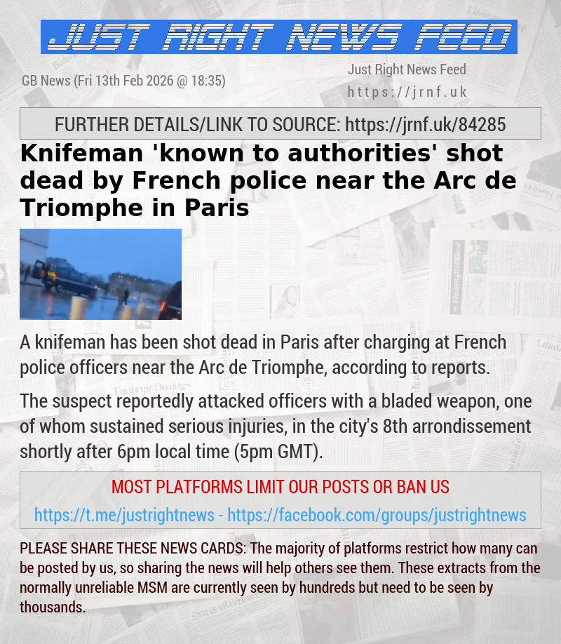 Knifeman ’known to authorities’ shot dead by French police near the Arc de Triomphe in Paris