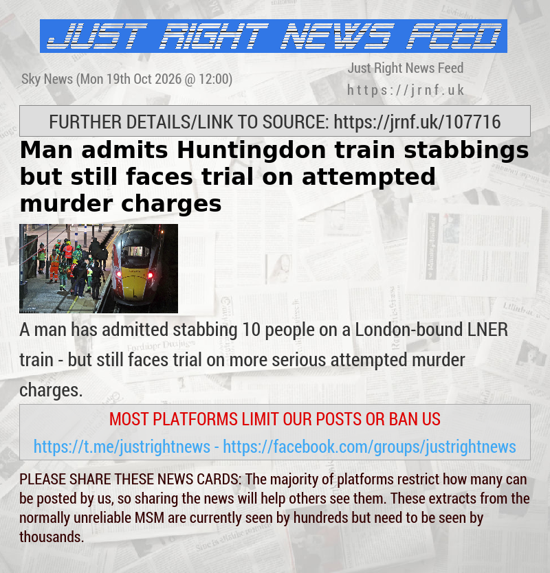 Man admits Huntingdon train stabbings — but still faces trial on attempted murder charges