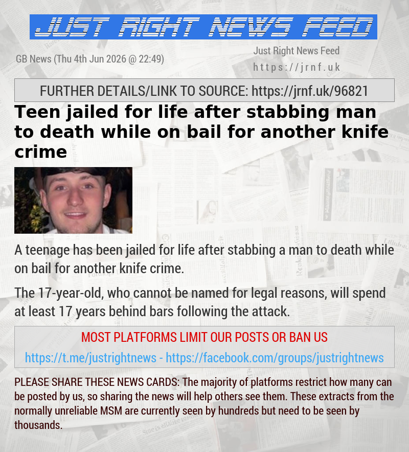 Teen jailed for life after stabbing man to death while on bail for another knife crime